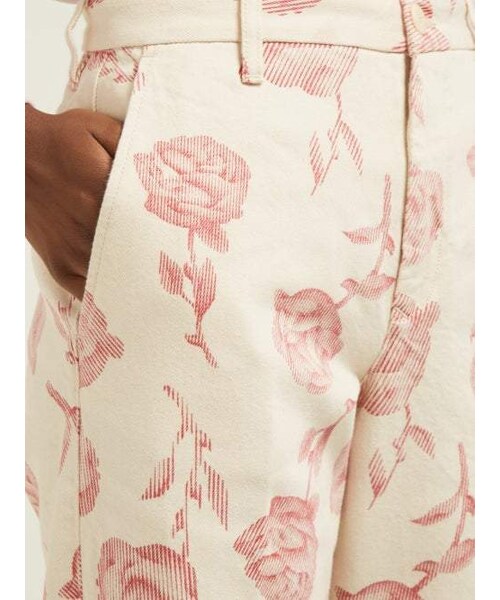 ARIES（アリーズ）の「Aries - Rose Print Wide Leg Cotton Trousers 