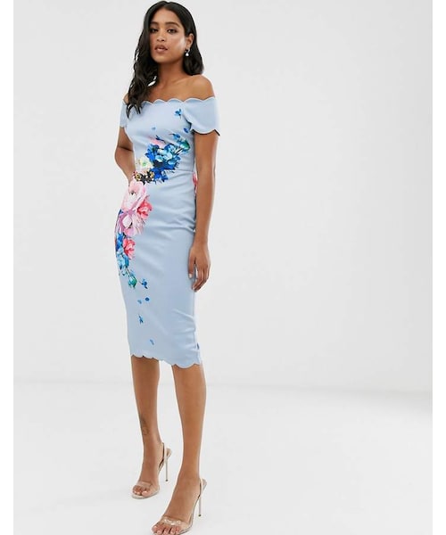 Ted Baker（テッドベーカー）の「Ted Baker Hailly bardot dress in raspberry ripple