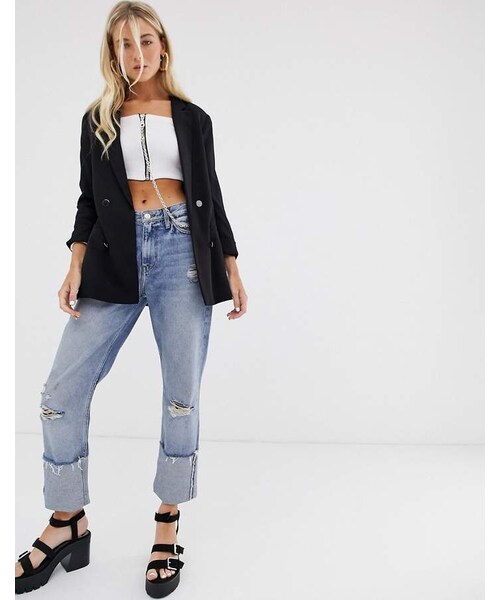 Bershka（ベルシュカ）の「Bershka blazer with 3/4 sleeves in black（テーラードジャケット・レディース・Black・XS/S/M/L）」の2枚目の写真