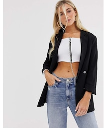 Bershka | Bershka blazer with 3/4 sleeves in black(テーラードジャケット)