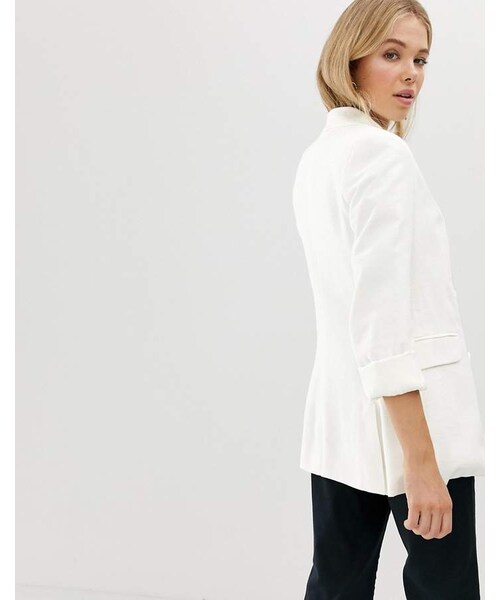 Bershka（ベルシュカ）の「Bershka longline double breasted blazer in white（テーラードジャケット・レディース・White・S）」の2枚目の写真