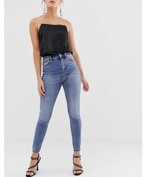 Stradivarius super high waist skinny jean in light blue