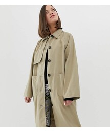 MONKI | Monki lightweight coat with oversized pockets in beige(ジャケット/アウター)