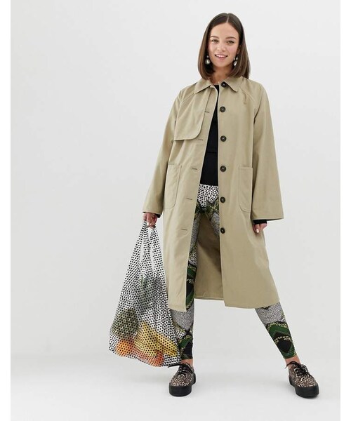 MONKI（モンキ）の「Monki lightweight coat with oversized pockets in beige（ジャケット/アウター・レディース・Beige・XS/S/M/L/XL）」の2枚目の写真