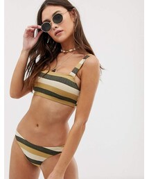 Seafolly Sunset ring high cut bikini bottom in gold stripe