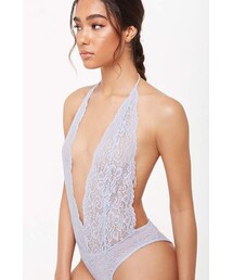 Forever 21 Plunging Sheer Lace Teddy