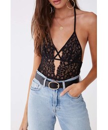 Forever 21 Crisscross Cutout Floral Lace Teddy