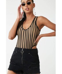 Forever 21 Shadow-Striped Scoop Neck Bodysuit