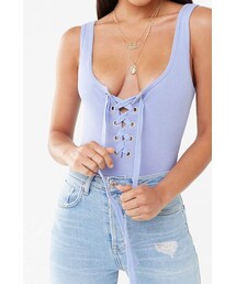 Forever 21 Ribbed Lace-Up Bodysuit