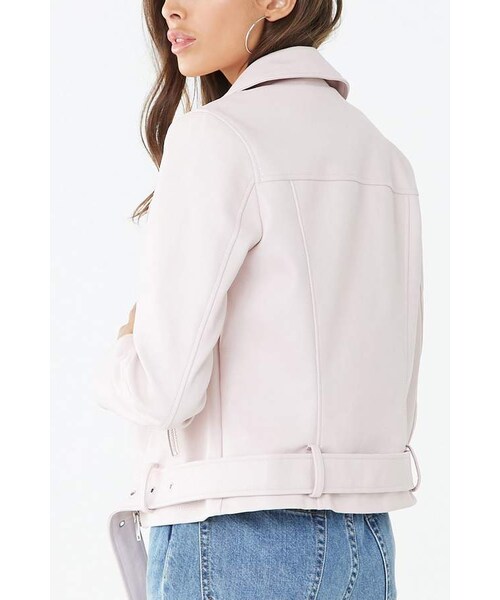 FOREVER 21(フォーエバー トゥエンティーワン)の「Forever 21 Faux Leather Belted Moto Jacket(ライダースジャケット・レディース・Black/Red/Pink・Small/Medium/Large)」の8枚目の写真
