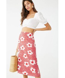 Forever 21 Floral Dot Print Midi Skirt