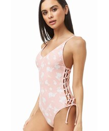 Forever 21 South Beach London Lace-Up One-Piece Swimsuit