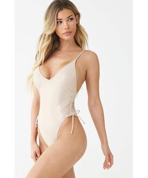 Forever 21 Metallic Ruched One-Piece Swimsuit