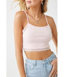 Forever 21 Ribbed Lace-Trim Cropped Cami