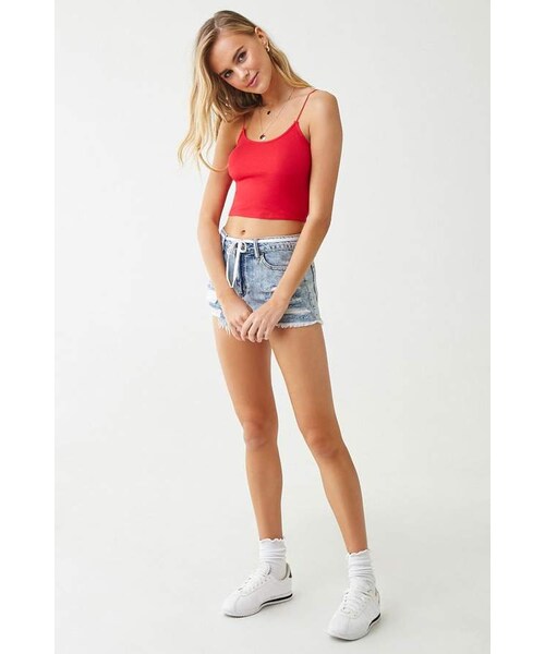 FOREVER 21（フォーエバー トゥエンティーワン）の「Forever 21 Ribbed Cropped Cami（キャミソール・レディース・Black/White/Blue/Green/Red/Pink・Large/X-large）」の9枚目の写真