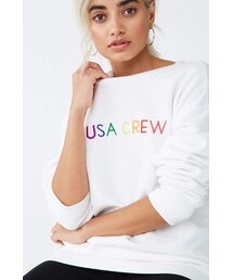 Forever 21 USA Crew Embroidered Graphic Sweatshirt
