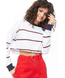 Forever 21 Striped Cropped Sweatshirt