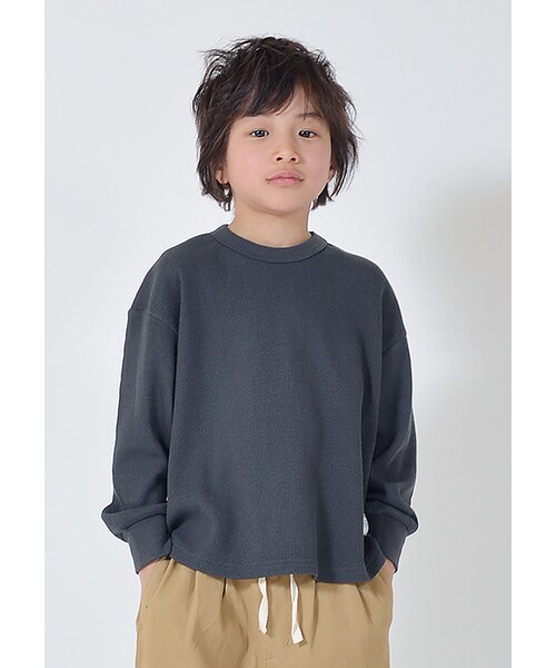 cache cache（カシュ カシュ）の「GENERATOR　ワッフル　L/S　Tシャツ（チャコールグレー）（Tシャツ/カットソー・キッズ・その他）」の2枚目の写真