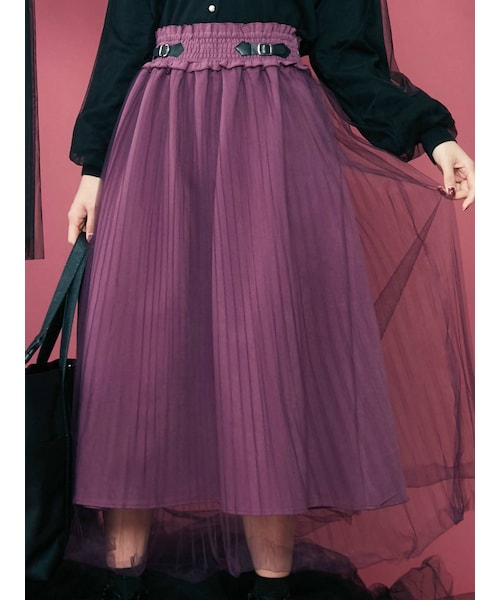 EATME(イートミー)の「チュールプリーツスカート(スカート・ミックス/ブラック/パープル・S/M)」の4枚目の写真