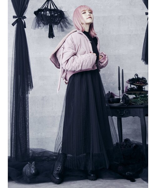 EATME(イートミー)の「チュールプリーツスカート(スカート・ミックス/ブラック/パープル・S/M)」の8枚目の写真