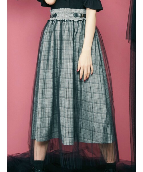 EATME(イートミー)の「チュールプリーツスカート(スカート・ミックス/ブラック/パープル・S/M)」の6枚目の写真