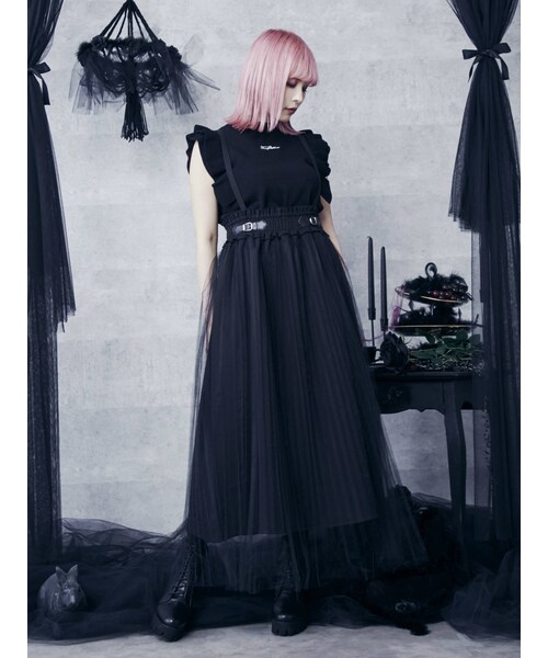 EATME(イートミー)の「チュールプリーツスカート(スカート・ミックス/ブラック/パープル・S/M)」の1枚目の写真