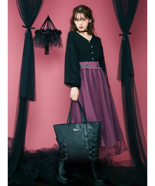 EATME(イートミー)の「チュールプリーツスカート(スカート・ミックス/ブラック/パープル・S/M)」の13枚目の写真