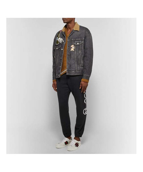 GUCCI(グッチ)の「Gucci Tapered Logo-Print Loopback Cotton-Jersey Sweatpants(その他パンツ・メンズ・Black・XXL/XL/L/M/S)」の3枚目の写真