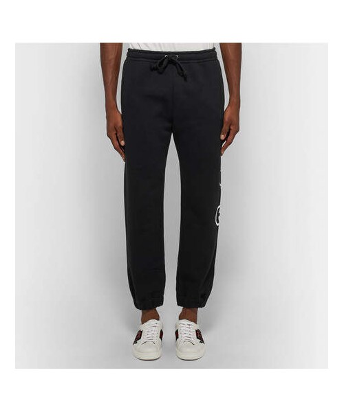 GUCCI(グッチ)の「Gucci Tapered Logo-Print Loopback Cotton-Jersey Sweatpants(その他パンツ・メンズ・Black・XXL/XL/L/M/S)」の4枚目の写真