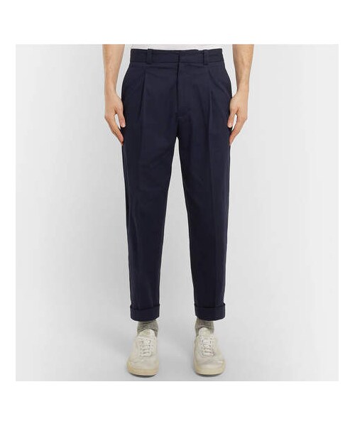 Acne Studios（アクネストゥディオズ）の「Acne Studios Cropped Pierre Pleated Stretch-Cotton Trousers（その他パンツ・メンズ・Blue・It50）」の2枚目の写真
