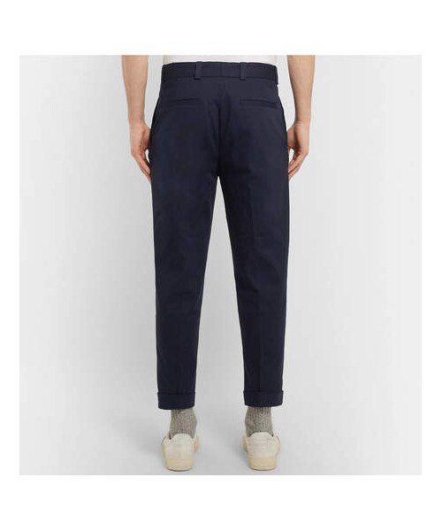 Acne Studios（アクネストゥディオズ）の「Acne Studios Cropped Pierre Pleated Stretch-Cotton Trousers（その他パンツ・メンズ・Blue・It50）」の3枚目の写真
