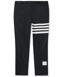 THOM BROWNE | Thom Browne Navy Slim-Fit Cropped Striped Cotton-Twill Trousers(その他パンツ)