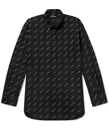 BALENCIAGA | Balenciaga Button-Down Collar Logo-Print Cotton Shirt(シャツ/ブラウス)