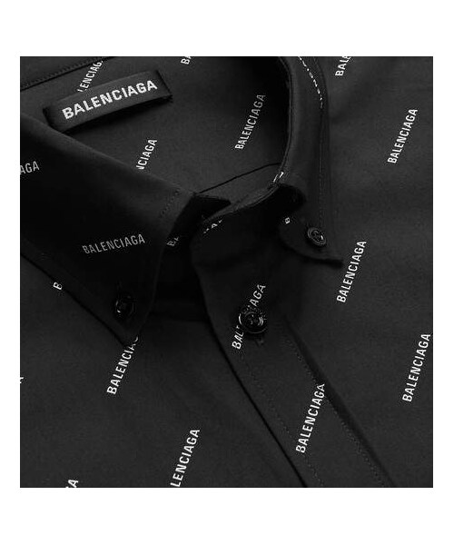 BALENCIAGA（バレンシアガ）の「Balenciaga Button-Down Collar Logo-Print Cotton Shirt（シャツ/ブラウス・メンズ・Black・Eu42/Eu41/Eu38/Eu40）」の4枚目の写真