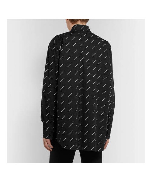 BALENCIAGA（バレンシアガ）の「Balenciaga Button-Down Collar Logo-Print Cotton Shirt（シャツ/ブラウス・メンズ・Black・Eu42/Eu41/Eu38/Eu40）」の3枚目の写真