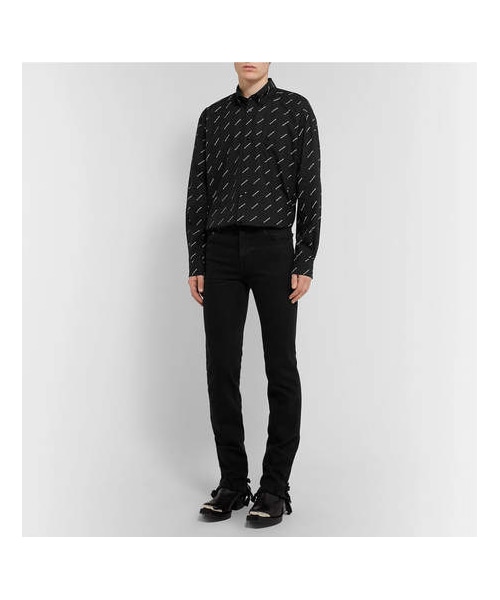 BALENCIAGA（バレンシアガ）の「Balenciaga Button-Down Collar Logo-Print Cotton Shirt（シャツ/ブラウス・メンズ・Black・Eu42/Eu41/Eu38/Eu40）」の2枚目の写真