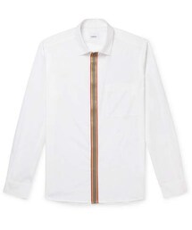 Burberry Slim-Fit Striped Grosgrain-Trimmed Cotton-Blend Oxford Shirt