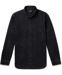 BALENCIAGA | Balenciaga Button-Down Collar Logo-Print Denim Shirt(シャツ/ブラウス)
