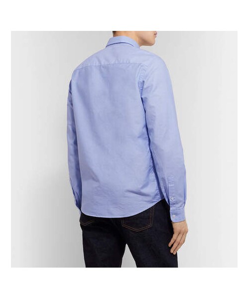 ami（アミ）の「AMI Slim-Fit Button-Down Collar Logo-Appliquéd Cotton Oxford Shirt（シャツ/ブラウス・メンズ・Blue・Eu40/Eu39/Eu42/Eu38/Eu41/Eu43）」の4枚目の写真