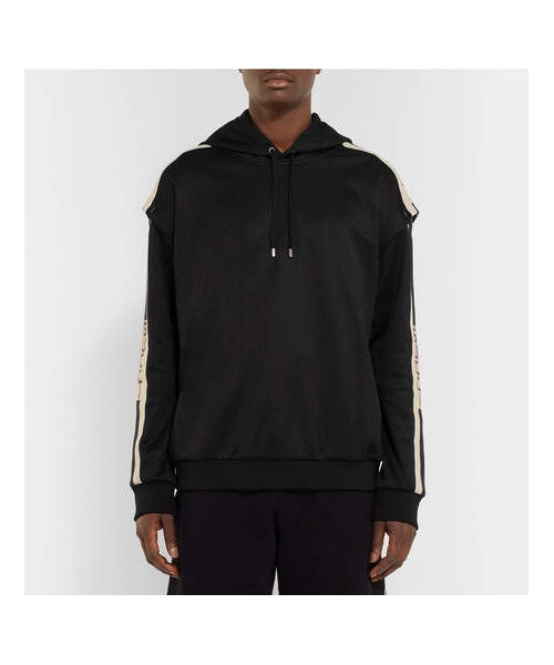 GUCCI（グッチ）の「Gucci Webbing-Trimmed Tech-Jersey Hoodie（スウェット・メンズ・Black・L/XL）」の4枚目の写真