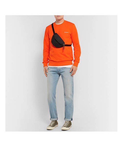 Carhartt（カーハート）の「Carhartt WIP Logo-Embroidered Loopback Cotton-Blend Jersey Sweatshirt（スウェット・メンズ・Orange・XL/L/XS/M/S）」の3枚目の写真