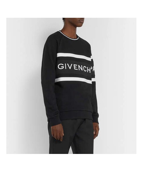 GIVENCHY(ジバンシイ)の「Givenchy Logo-Embroidered Striped Loopback Cotton-Jersey Sweatshirt(スウェット・メンズ・Black・XS/L/M/XXL/S/XL)」の2枚目の写真