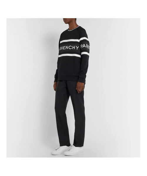 GIVENCHY(ジバンシイ)の「Givenchy Logo-Embroidered Striped Loopback Cotton-Jersey Sweatshirt(スウェット・メンズ・Black・XS/L/M/XXL/S/XL)」の3枚目の写真