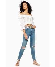TOPSHOP | Topshop Green Cast Jagged Hem Jamie Jeans(デニムパンツ)