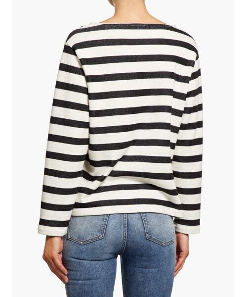 Saint Laurent（サンローラン）の「Saint Laurent - Boat Neck Striped Wool Sweater - Womens - White Black（スウェット・レディース・White・XS/S/M）」の4枚目の写真