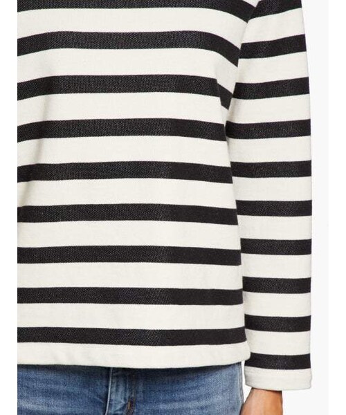 Saint Laurent（サンローラン）の「Saint Laurent - Boat Neck Striped Wool Sweater - Womens - White Black（スウェット・レディース・White・XS/S/M）」の5枚目の写真