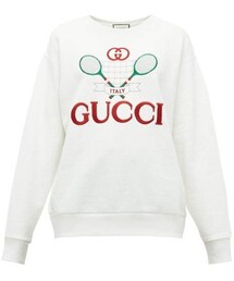 GUCCI | Gucci - Tennis Logo Embroidered Cotton Jersey Sweatshirt - Womens - Ivory Multi(スウェット)