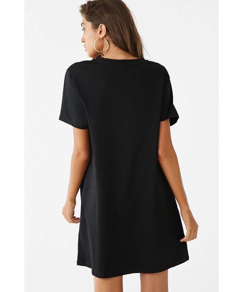 FOREVER 21(フォーエバー トゥエンティーワン)の「Forever 21 Embroidered T-Shirt Dress(ワンピース・レディース・Black・Small/Medium/Large)」の4枚目の写真