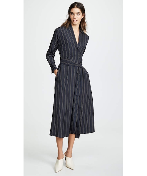 VINCE（ヴィンス）の「Vince Bold Stripe Belted V-Neck Dress