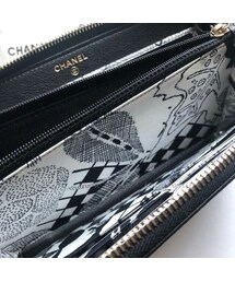 明日着 限定CCx内側カメリア柄 ミディアムサイズのお財布 CHANEL Handmade(ハンドメイド)の「LUCKY 内側が花柄♪CC金具に